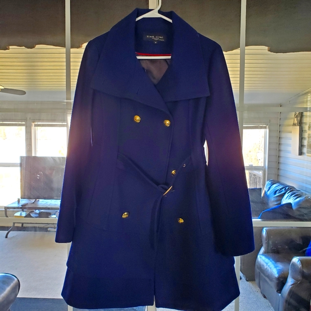 Navy Peacoat with Gold Detail by Black Rivet